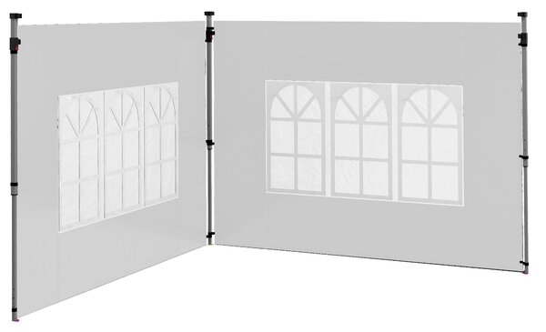 Pareti per Gazebo 3x3m o 3x4m 295x195 cm in Plastica e Tessuto Oxford Bianco
