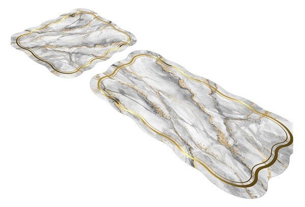 Set di tappetini per il bagno grigi/dorati 2 pz 60x100 cm – Foutastic