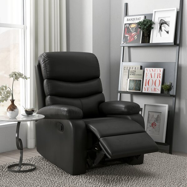 Poltrona Relax Reclinabile Manuale 80x90x105 cm in Similpelle Nera