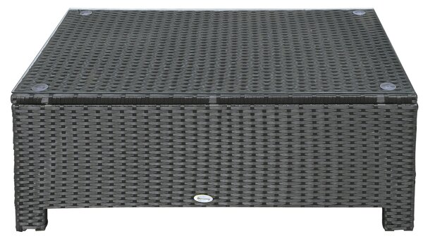 Tavolino Basso da Giardino 85x50x39 cm in Rattan PE Nero