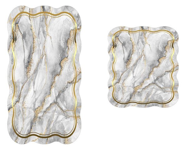 Set di tappetini per il bagno grigi/dorati 2 pz 60x100 cm – Foutastic