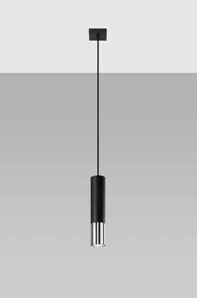Lampadario nero/argentato in metallo ø 8 cm Longbot – Sollux