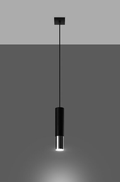 Lampadario nero/argentato in metallo ø 8 cm Longbot – Sollux