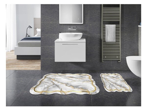 Set di tappetini per il bagno grigi/dorati 2 pz 60x100 cm – Foutastic