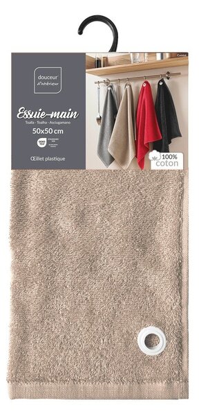 Asciugamano tipo terry beige in cotone 50x50 cm Cuistot – douceur d'intérieur