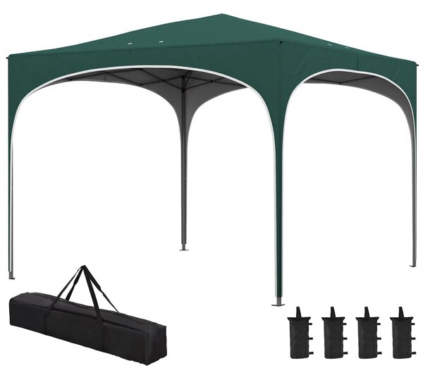 Gazebo Pieghevole 295x295 cm in Acciaio e tessuto Oxford Verde