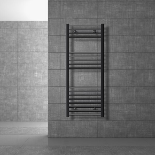 LuxeBath radiatore bagno Sahara - 500 x 1200 mm - antracite - curvo con attacco laterale - radiatore scaldasalviette asciugacapelli, senza elemento riscaldante