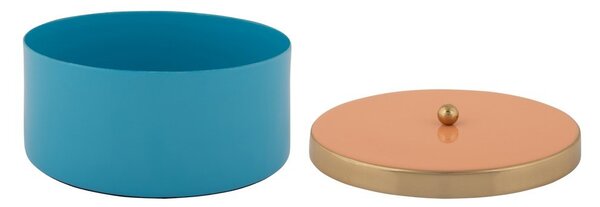 Scatola decorativa blu in metallo ø 16x6 cm Double Funky – PT LIVING