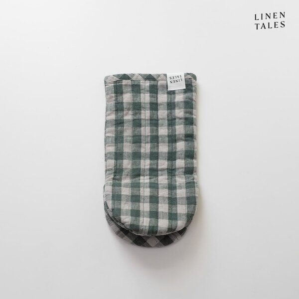 Guanto da forno in lino Forest Green Gingham – Linen Tales
