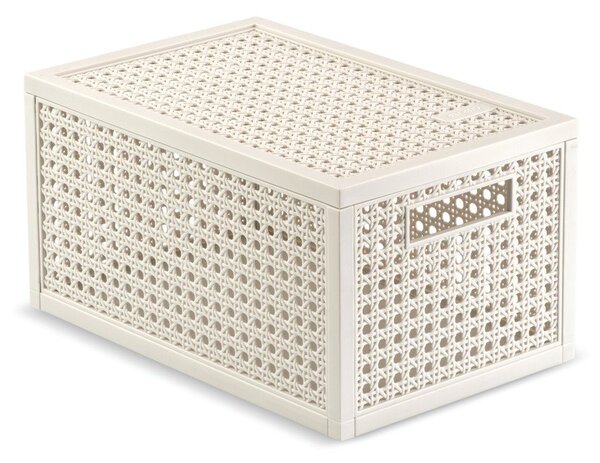 Scatola con coperchio color crema in plastica riciclata 19x30x15 cm Kaya – Curver