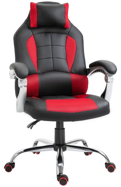 Sedia da Gaming Ergonomica 67x69x118-127 cm in Similpelle Rosso e Nero