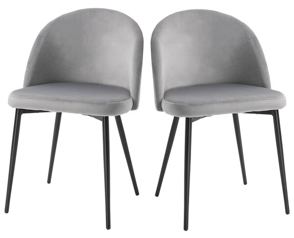 Set 2 Sedie Imbottite 49x50x77 cm in Velluto Grigio