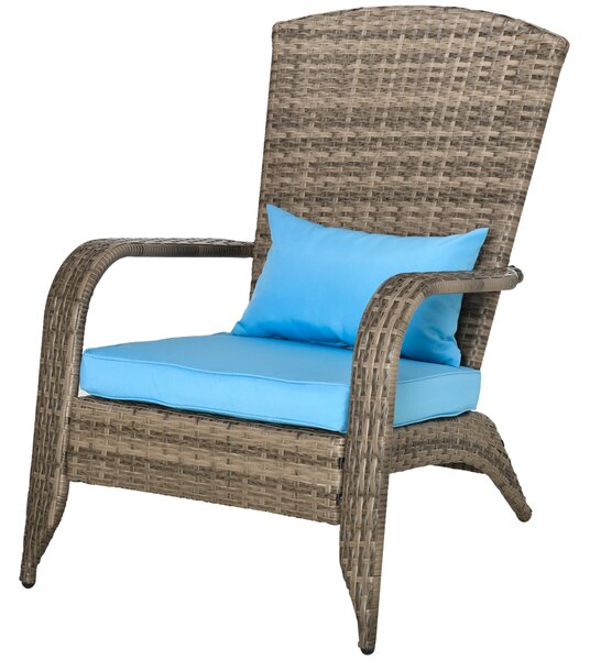 Sedia da Giardino 65x86x90 cm in Rattan e Acciaio Marrone e Blu