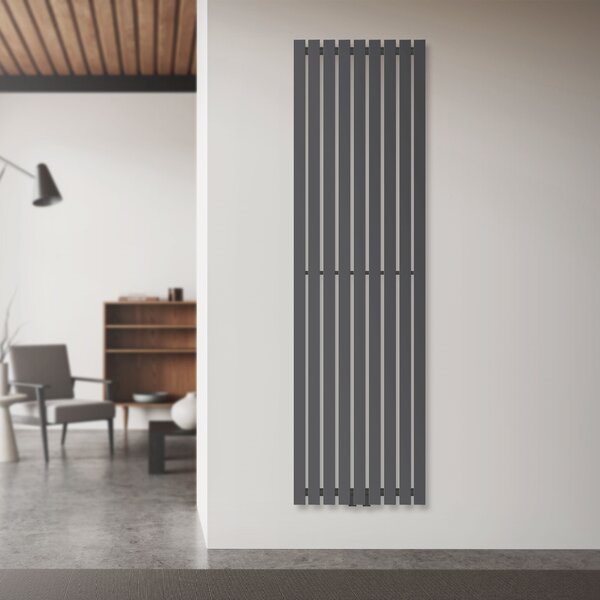 LuxeBath radiatore a pannello verticale 480 x 1600 mm antracite con attacco centrale, design radiatore piatto Radiatore da bagno monostrato, senza elemento riscaldante