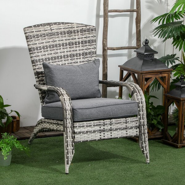 Sedia da Giardino 64x80x90 cm in Rattan e Acciaio Grigio
