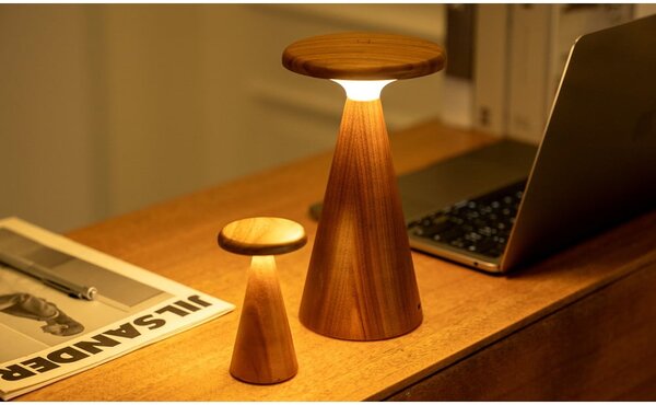 Lampada da tavolo LED colore naturale scuro con paralume in legno (altezza totale 14 cm) Sylva – Gingko
