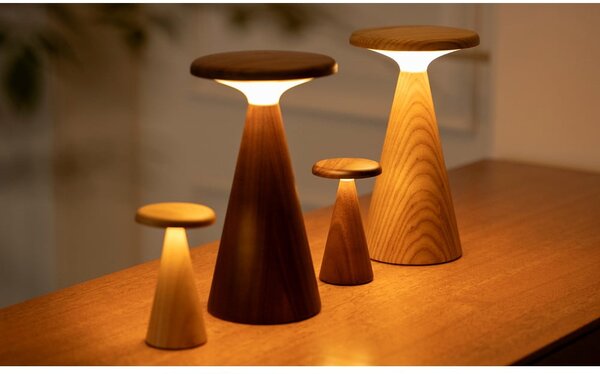 Lampada da tavolo LED colore naturale scuro con paralume in legno (altezza totale 14 cm) Sylva – Gingko