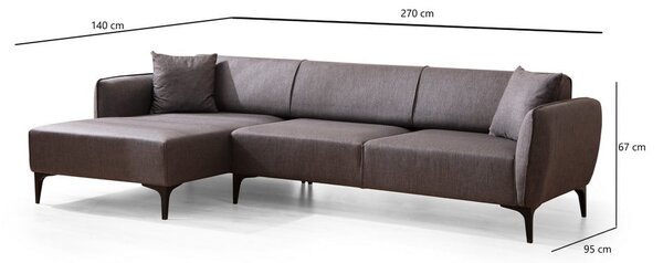 Divano angolare grigio scuro , angolo sinistro - Belissimo - Balcab Home