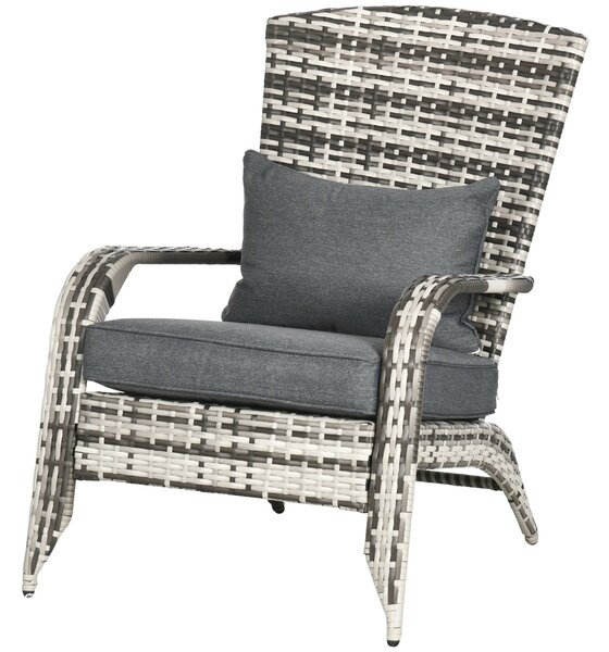 Sedia da Giardino 64x80x90 cm in Rattan e Acciaio Grigio