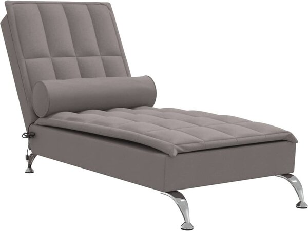 Chaise longue da massaggio con cuscino in tessuto taupe