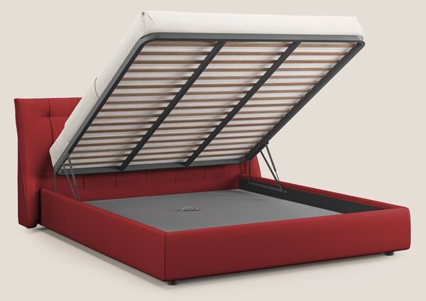 Clizia letto imbottito di design con vano contenitore in ecopelle impe