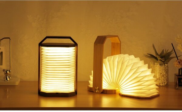 Decorazione luminosa bianca/colore naturale scuro con ricarica USB Origami – Gingko