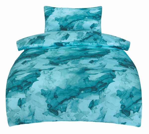 Set copripiumino e federa turchese in raso di cotone per letto singolo 140x200 cm Deluxe Minerals – My House
