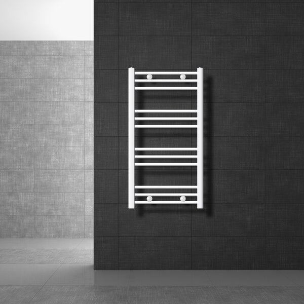LuxeBath radiatore per bagno Sahara, 500x800 mm, bianco, diritto con attacco laterale, senza elemento riscaldante