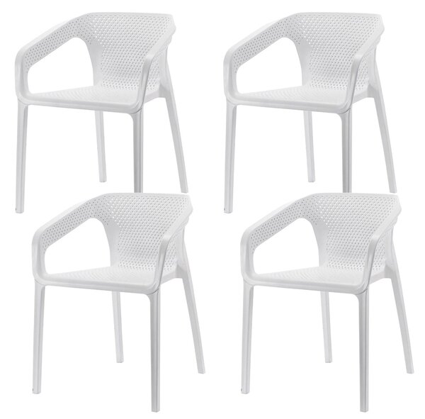 Set 4 Sedie da Giardino Impilabili 54x74x57 cm in Polipropilene Siena Bianca