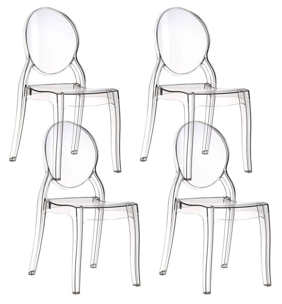 Set 4 Sedie Impilabili 47x90x50 cm in Policarbonato Glass Trasparente