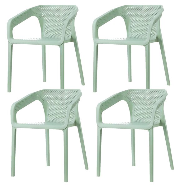 Set 4 Sedie da Giardino Impilabili 54x74x57 cm in Polipropilene Siena Salvia
