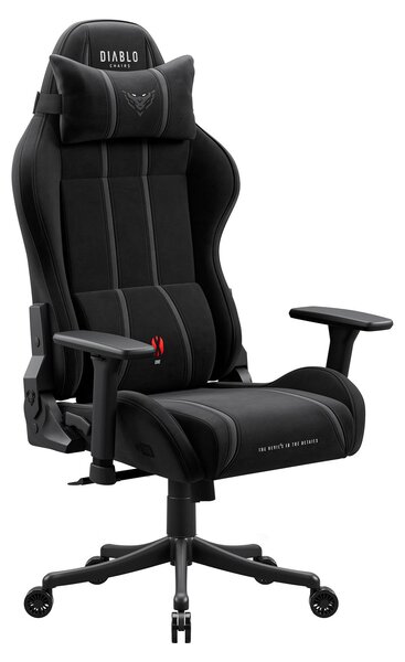 Sedia da gaming Diablo Chairs X-One 2.0 in tessuto, sedia da ufficio ergonomica, sedia girevole nera taglia Small