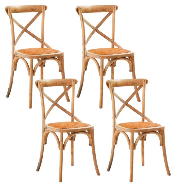 Set 4 Sedie Seduta in paglia 80x50x52 cm in Legno di Faggio Pompei Wood Natural