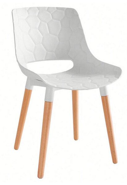 Set 4 Sedie in Polipropilene 46x81x47 cm Gambe in Faggio Nest Bianco