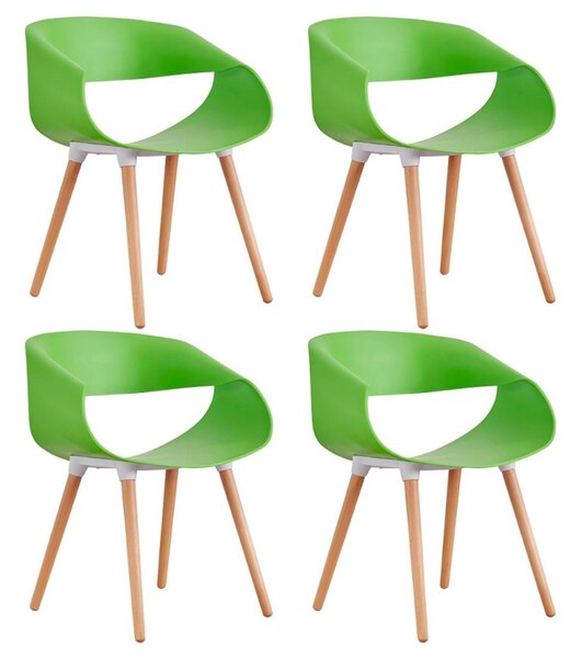 Set 4 Sedie in Polipropilene 45x71x60 cm Gambe in Faggio Fold Verde