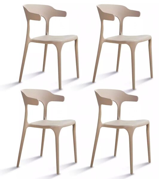 Set 4 Sedie Impilabili 50x75,5x52 cm in Polipropilene New America Tortora