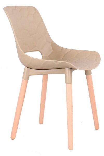 Set 4 Sedie in Polipropilene 46x81x47 cm Gambe in Faggio Nest Tortora