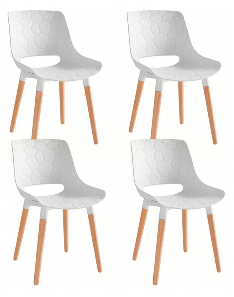 Set 4 Sedie in Polipropilene 46x81x47 cm Gambe in Faggio Nest Bianco