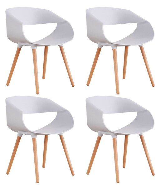 Set 4 Sedie in Polipropilene 45x71x60 cm Gambe in Faggio Fold Bianco