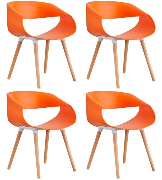 Set 4 Sedie in Polipropilene 45x71x60 cm Gambe in Faggio Fold Arancione