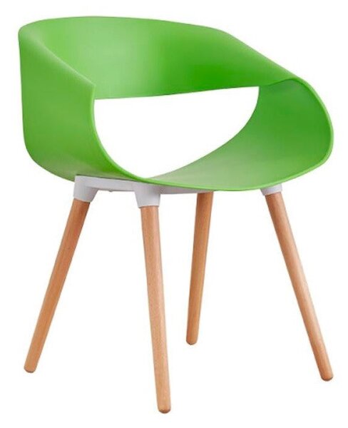 Set 4 Sedie in Polipropilene 45x71x60 cm Gambe in Faggio Fold Verde