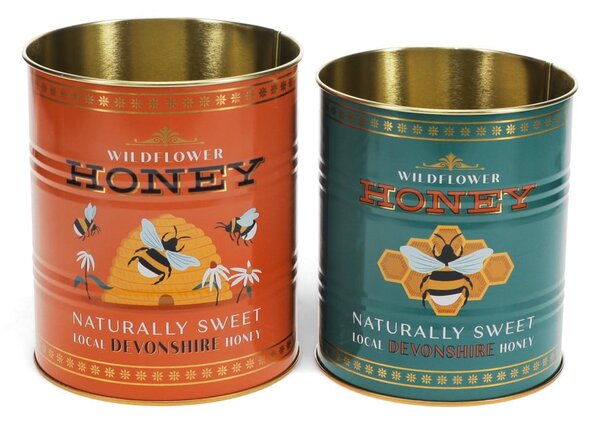 Scatole in set decorative in stagno 2 pz ø 11x13 cm Honey – Rex London