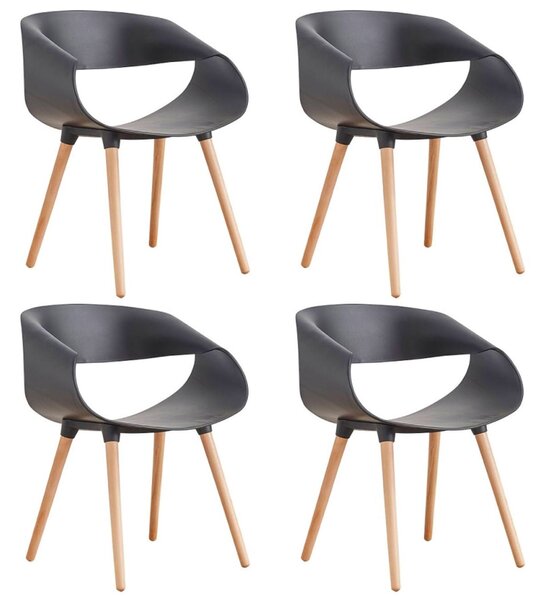 Set 4 Sedie in Polipropilene 45x71x60 cm Gambe in Faggio Fold Nero
