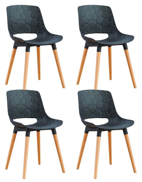 Set 4 Sedie in Polipropilene 46x81x47 cm Gambe in Faggio Nest Nero