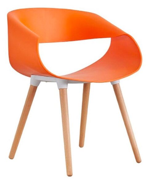 Set 4 Sedie in Polipropilene 45x71x60 cm Gambe in Faggio Fold Arancione