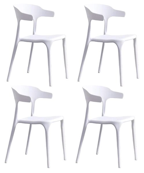 Set 4 Sedie Impilabili 50x75,5x52 cm in Polipropilene New America Bianco