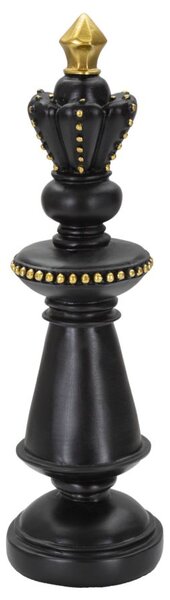Re da Scacchi 11x32,5x11 cm in Poliresina Nero/Oro