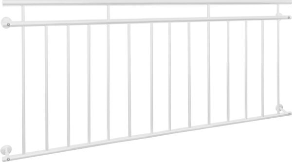ECD Germany Balcone francese, 90x225 cm, con 14 barre di riempimento, bianco opaco e ruvido, ringhiera per balconi in acciaio verniciato a polvere