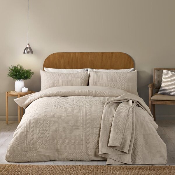 Set copripiumino e federa beige per letto matrimoniale 200x200 cm Folkstone Geo – Catherine Lansfield
