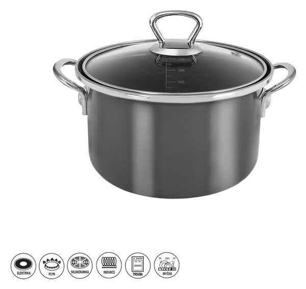 Pentola in smalto con coperchio incluso 3,25 l Metalic – Orion